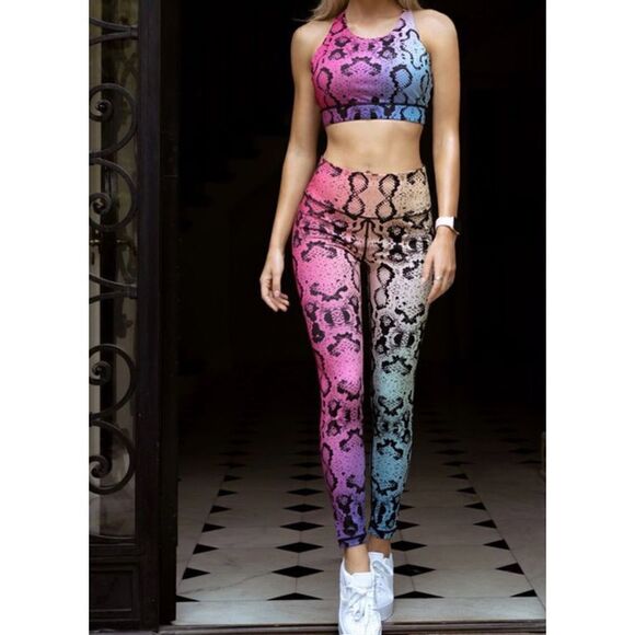 Yelete snake print leggings active set - Picture 1 of 10